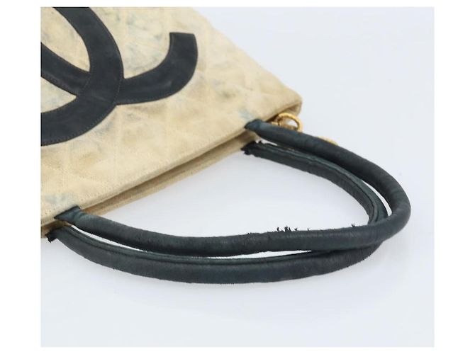 Borsa tote standard CHANEL in tela beige con CC dorato Auth BSZ077 D'oro - vista 7