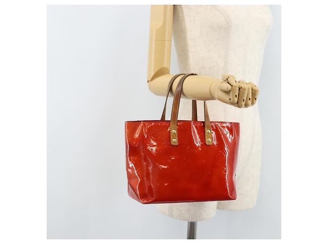 LOUIS VUITTON Monogram Vernis Reade PM Borsa a Mano Rossa M91088 LV Auth mr2154 Rosso - vista 22