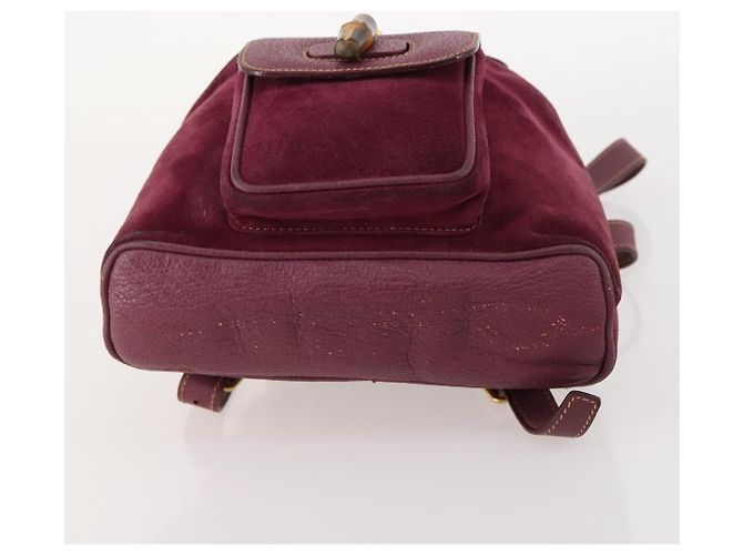 Bamboo Zaino in Bambù GUCCI Camoscio Viola Oro 003 1705 0030 Auth BA10642 D'oro Porpora - vista 11
