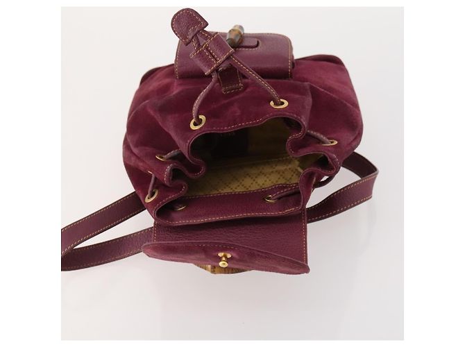 Bamboo Zaino in Bambù GUCCI Camoscio Viola Oro 003 1705 0030 Auth BA10642 D'oro Porpora - vista 18