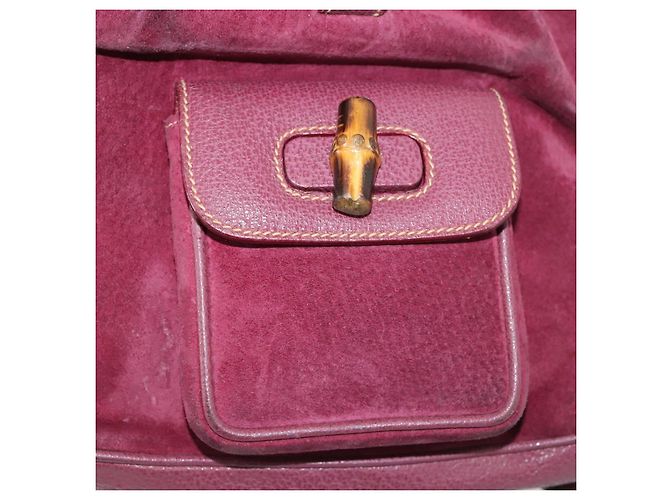 Bamboo Zaino in Bambù GUCCI Camoscio Viola Oro 003 1705 0030 Auth BA10642 D'oro Porpora - vista 25
