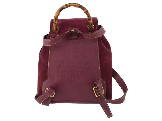 Bamboo Zaino in Bambù GUCCI Camoscio Viola Oro 003 1705 0030 Auth BA10642 D'oro Porpora - vista 3