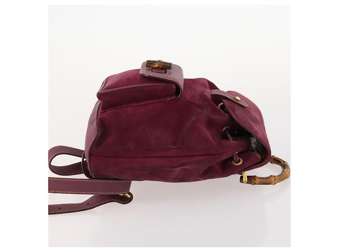 Bamboo Zaino in Bambù GUCCI Camoscio Viola Oro 003 1705 0030 Auth BA10642 D'oro Porpora - vista 4