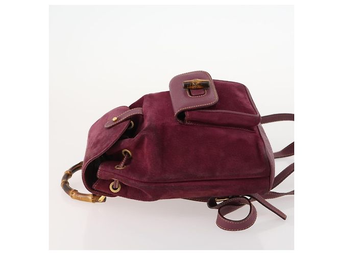 Bamboo Zaino in Bambù GUCCI Camoscio Viola Oro 003 1705 0030 Auth BA10642 D'oro Porpora - vista 5
