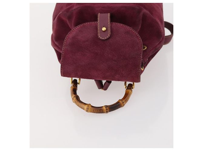 Bamboo Zaino in Bambù GUCCI Camoscio Viola Oro 003 1705 0030 Auth BA10642 D'oro Porpora - vista 6