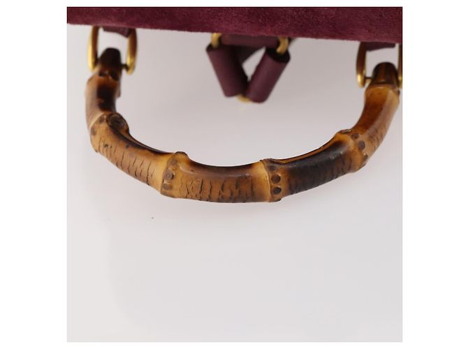 Bamboo Zaino in Bambù GUCCI Camoscio Viola Oro 003 1705 0030 Auth BA10642 D'oro Porpora - vista 7