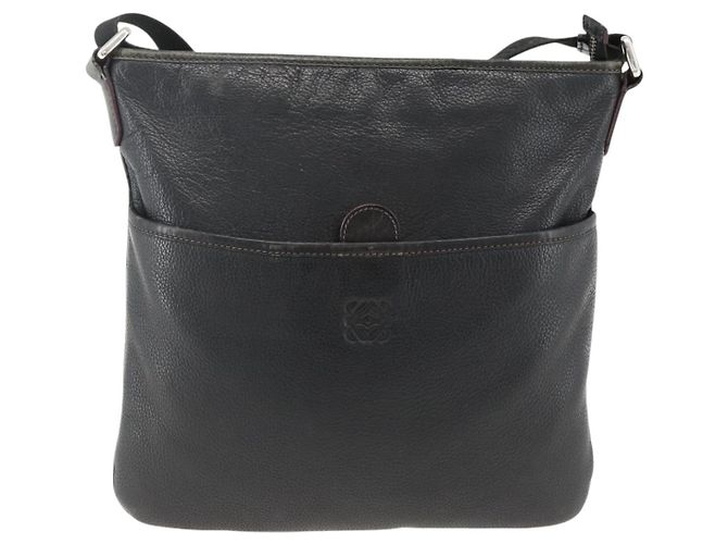 LOEWE Borsa a Spalla Anagram Pelle Nera Argento Auth BSZ239 Nero - vista 13