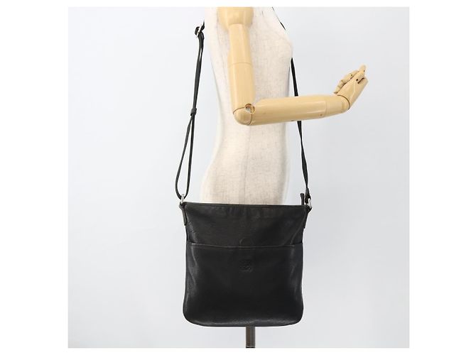 LOEWE Borsa a Spalla Anagram Pelle Nera Argento Auth BSZ239 Nero - vista 22