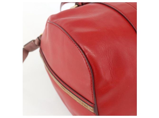 Chloé Chloe Tote Bag Leder 2in1 Rot Gold Auth BA10946A Golden - Ansicht 13