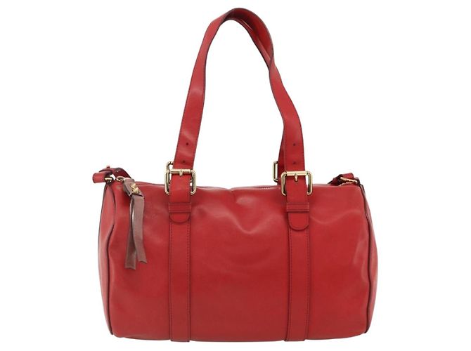Chloé Chloe Tote Bag Leder 2in1 Rot Gold Auth BA10946A Golden - Ansicht 2