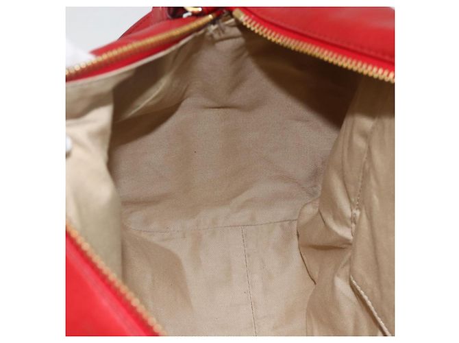Chloé Chloe Tote Bag Leder 2in1 Rot Gold Auth BA10946A Golden - Ansicht 20