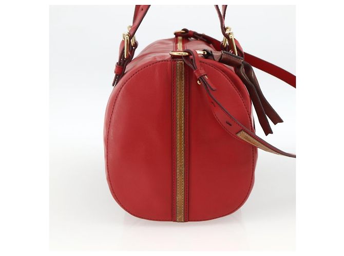 Chloé Chloe Tote Bag Leder 2in1 Rot Gold Auth BA10946A Golden - Ansicht 4