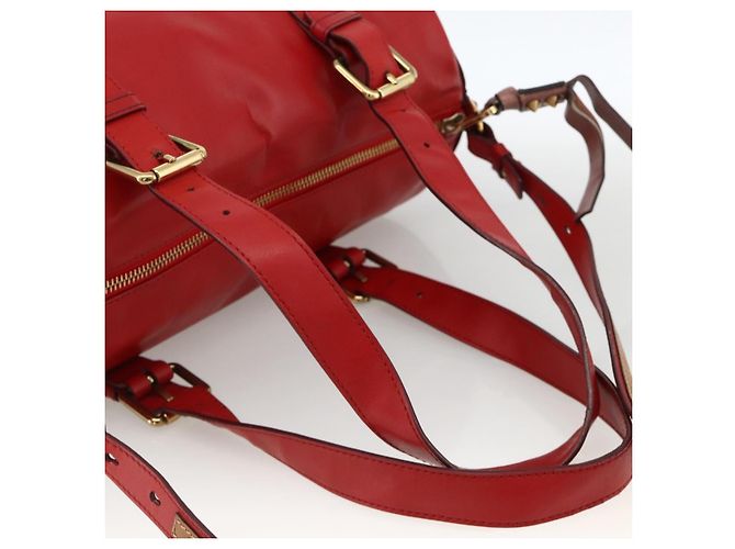 Chloé Chloe Tote Bag Leder 2in1 Rot Gold Auth BA10946A Golden - Ansicht 7