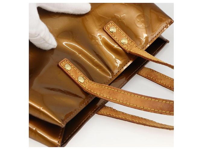 LOUIS VUITTON Monogram Vernis Reade PM Borsa a Mano Bronzo M91146 LV Auth ARZ321 - vista 6