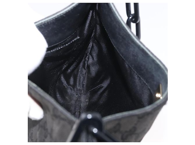 Borsa a spalla in tela GG Gucci con catena in plastica nera e oro 001 4168 Auth BSZ262 Nero D'oro - vista 17