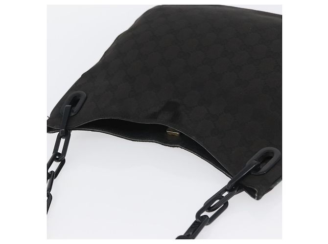 Borsa a spalla in tela GG Gucci con catena in plastica nera e oro 001 4168 Auth BSZ262 Nero D'oro - vista 6