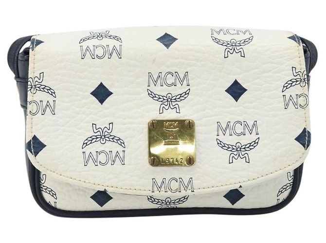 Borsa a spalla MCM Vicetos Logogram in pelle PVC bianca e oro Auth mr2164 Bianco D'oro - vista 2