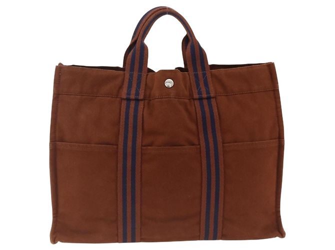 Hermès HERMES Fourre ToutMM Borsa a Mano in Tela Marrone Auth BA11462 - vista 3