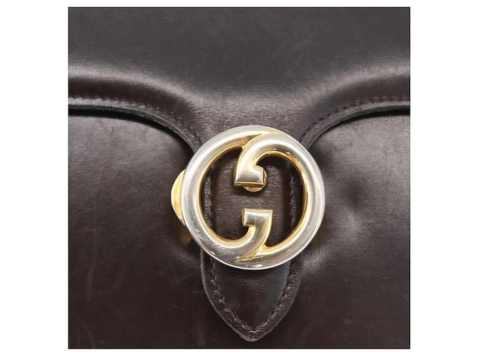 GUCCI Shoulder Bag Leather Brown Gold Auth 173328 Golden - view 14