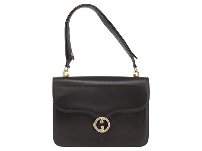 GUCCI Shoulder Bag Leather Brown Gold Auth 173328 Golden - view 2