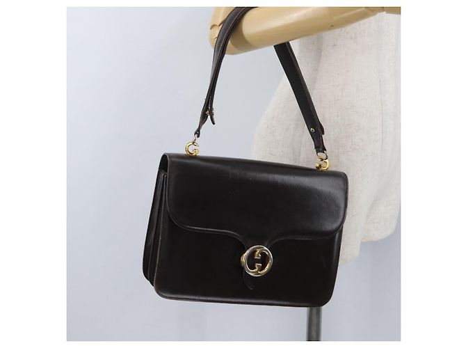 GUCCI Shoulder Bag Leather Brown Gold Auth 173328 Golden - view 25
