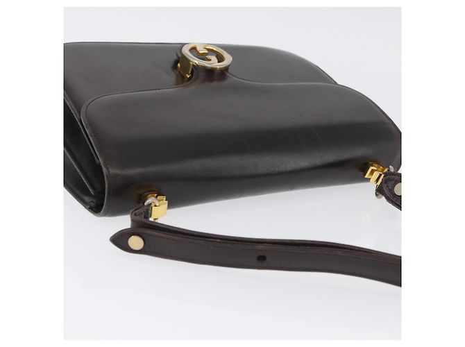 GUCCI Shoulder Bag Leather Brown Gold Auth 173328 Golden - view 6