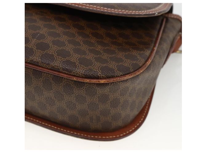 Céline Borsa a Spalla in Tela Macadam CELINE in Pelle PVC Marrone Oro Auth 171040 D'oro - vista 14