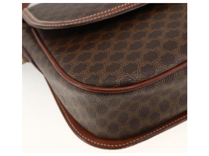 Céline Borsa a Spalla in Tela Macadam CELINE in Pelle PVC Marrone Oro Auth 171040 D'oro - vista 15