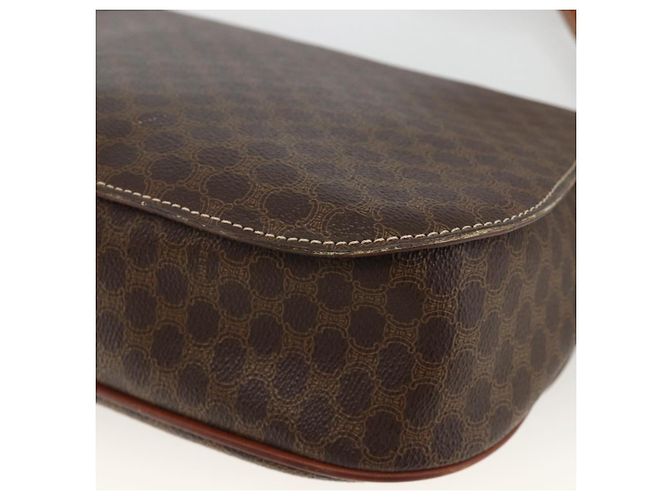 Céline Borsa a Spalla in Tela Macadam CELINE in Pelle PVC Marrone Oro Auth 171040 D'oro - vista 16