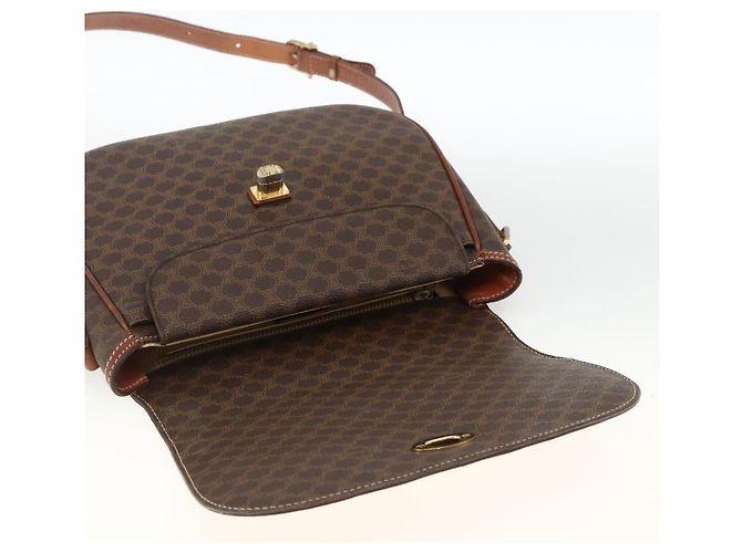 Céline Borsa a Spalla in Tela Macadam CELINE in Pelle PVC Marrone Oro Auth 171040 D'oro - vista 17