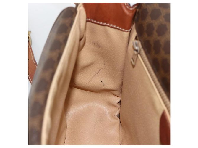 Céline Borsa a Spalla in Tela Macadam CELINE in Pelle PVC Marrone Oro Auth 171040 D'oro - vista 20