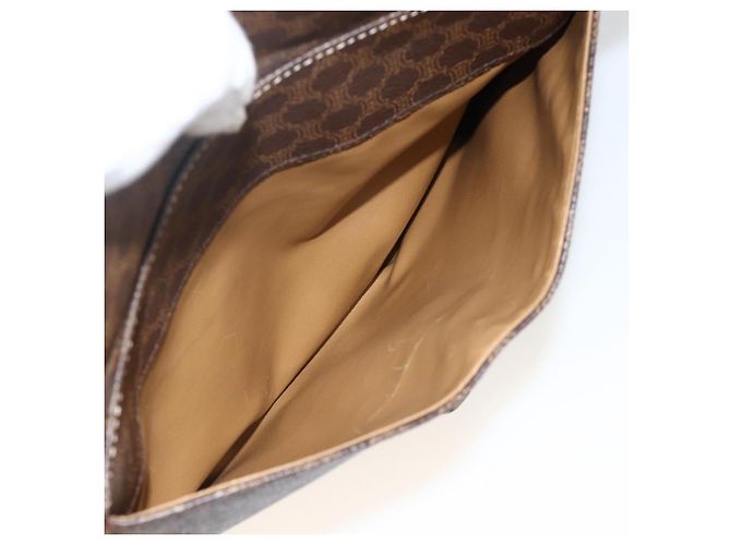Céline Borsa a Spalla in Tela Macadam CELINE in Pelle PVC Marrone Oro Auth 171040 D'oro - vista 22