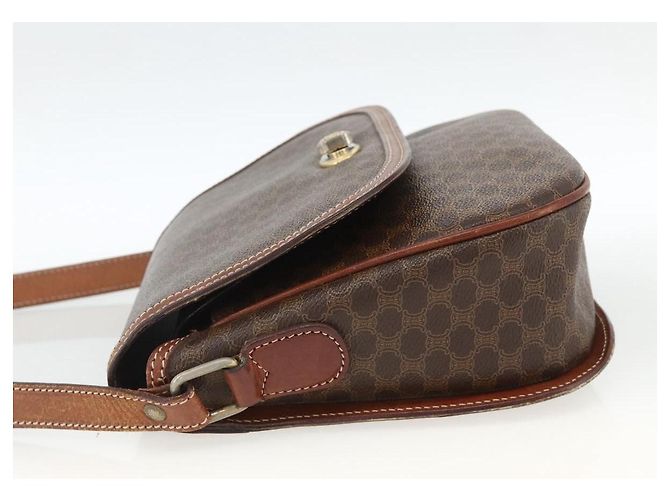 Céline Borsa a Spalla in Tela Macadam CELINE in Pelle PVC Marrone Oro Auth 171040 D'oro - vista 3