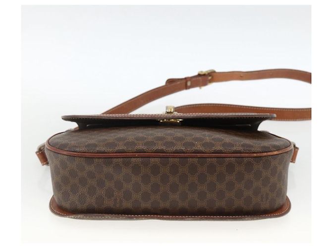 Céline Borsa a Spalla in Tela Macadam CELINE in Pelle PVC Marrone Oro Auth 171040 D'oro - vista 5