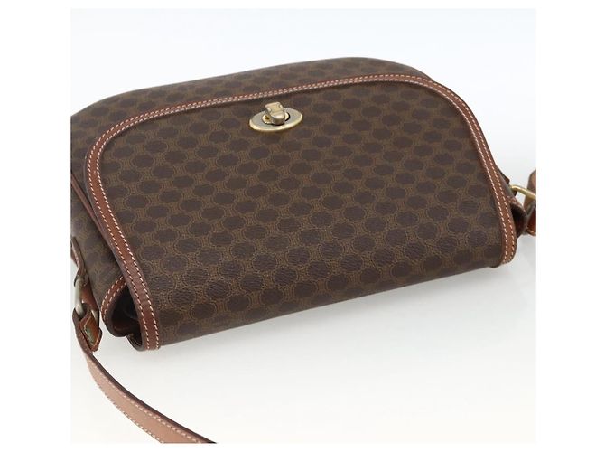 Céline Borsa a Spalla in Tela Macadam CELINE in Pelle PVC Marrone Oro Auth 171040 D'oro - vista 6