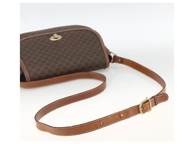 Céline Borsa a Spalla in Tela Macadam CELINE in Pelle PVC Marrone Oro Auth 171040 D'oro - vista 7