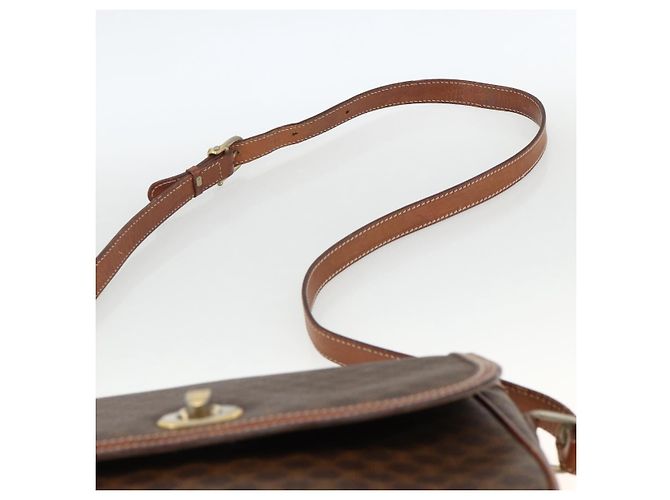 Céline Borsa a Spalla in Tela Macadam CELINE in Pelle PVC Marrone Oro Auth 171040 D'oro - vista 8