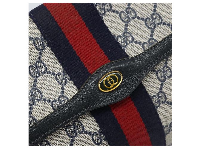 GUCCI GG Supreme Sherry Line Clutch Bag PVC Blu Navy Rosso 84 01 007 Auth ARZ315 - vista 12