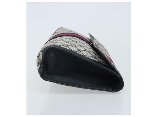 GUCCI GG Supreme Sherry Line Clutch Bag PVC Blu Navy Rosso 84 01 007 Auth ARZ315 - vista 4
