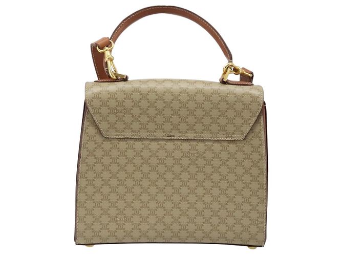 Céline Borsa a mano in tela Macadam CELINE PVC 2 in 1 Beige Oro Auth BSZ537A D'oro - vista 2