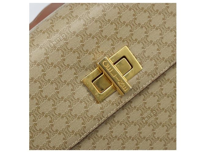Céline Borsa a mano in tela Macadam CELINE PVC 2 in 1 Beige Oro Auth BSZ537A D'oro - vista 20