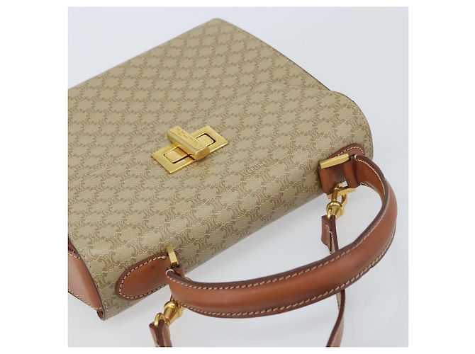 Céline Borsa a mano in tela Macadam CELINE PVC 2 in 1 Beige Oro Auth BSZ537A D'oro - vista 6