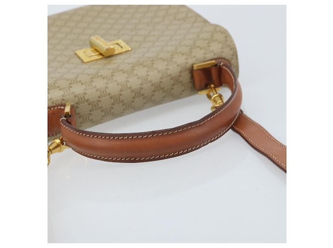 Céline Borsa a mano in tela Macadam CELINE PVC 2 in 1 Beige Oro Auth BSZ537A D'oro - vista 7