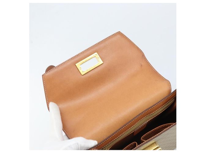 Céline Borsa a mano in tela Macadam CELINE PVC 2 in 1 Beige Oro Auth BSZ537A D'oro - vista 9