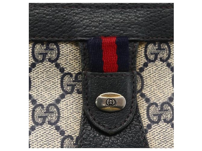 GUCCI GG Supreme Sherry Line Clutch Bag PVC Blu Navy Rosso 89 01 032 Auth 173392 - vista 12