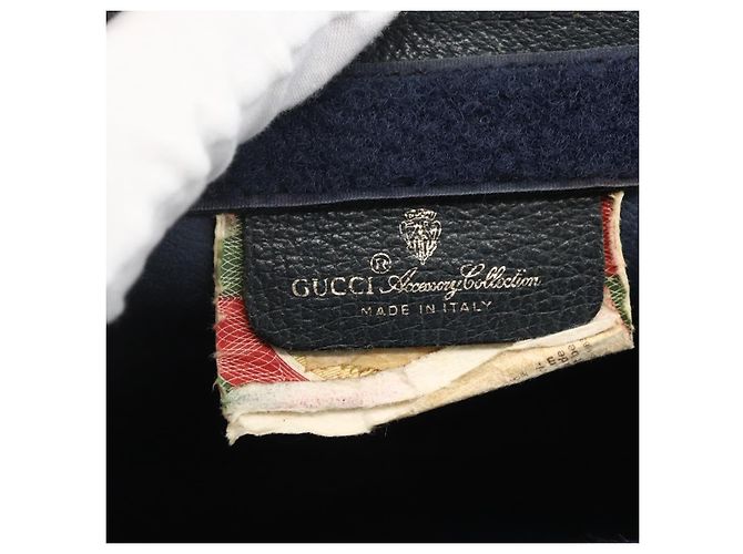 GUCCI GG Supreme Sherry Line Clutch Bag PVC Blu Navy Rosso 89 01 032 Auth 173392 - vista 13