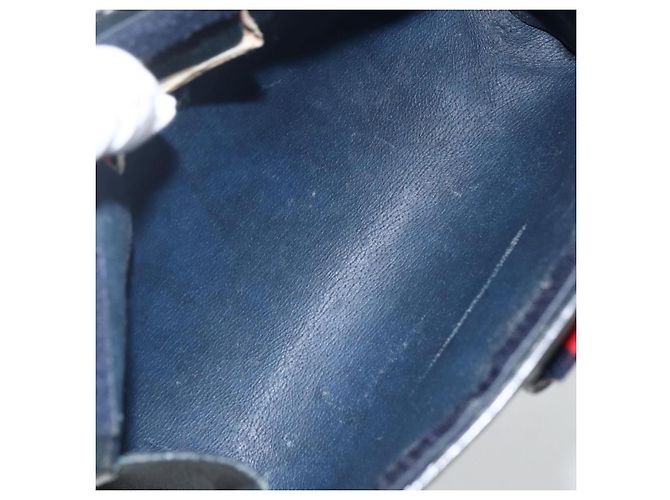 GUCCI GG Supreme Sherry Line Clutch Bag PVC Blu Navy Rosso 89 01 032 Auth 173392 - vista 14