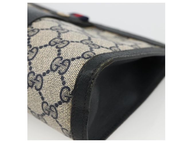 GUCCI GG Supreme Sherry Line Clutch Bag PVC Blu Navy Rosso 89 01 032 Auth 173392 - vista 8