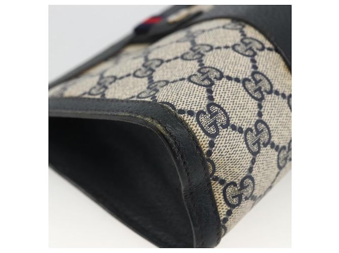 GUCCI GG Supreme Sherry Line Clutch Bag PVC Blu Navy Rosso 89 01 032 Auth 173392 - vista 9