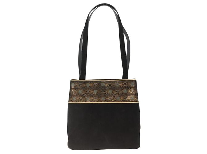 Borsa a Spalla Salvatore Ferragamo in Camoscio Nero e Oro Auth BA11435 D'oro - vista 2